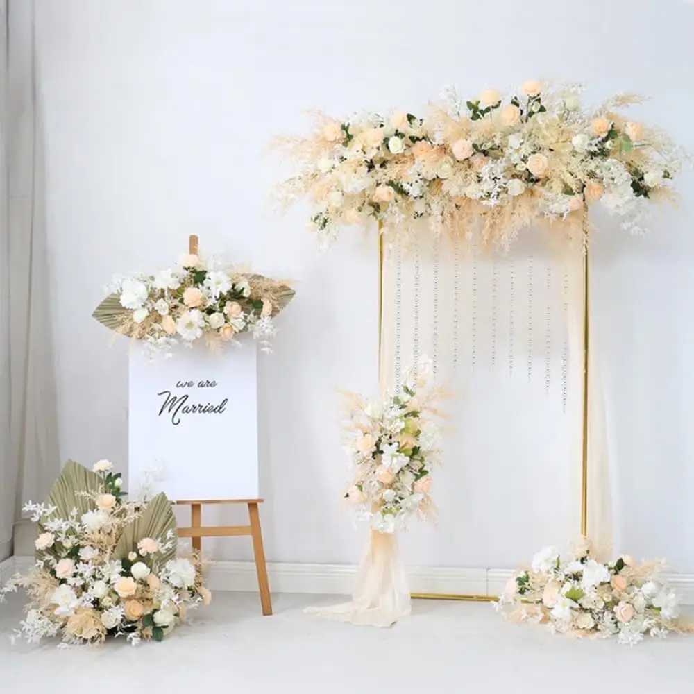 Gold Metal Wedding Arch Backdrop Stand,Party Event Decoration Balloon Arch Frame with Crystal Beads Baby Shower Floral Stands