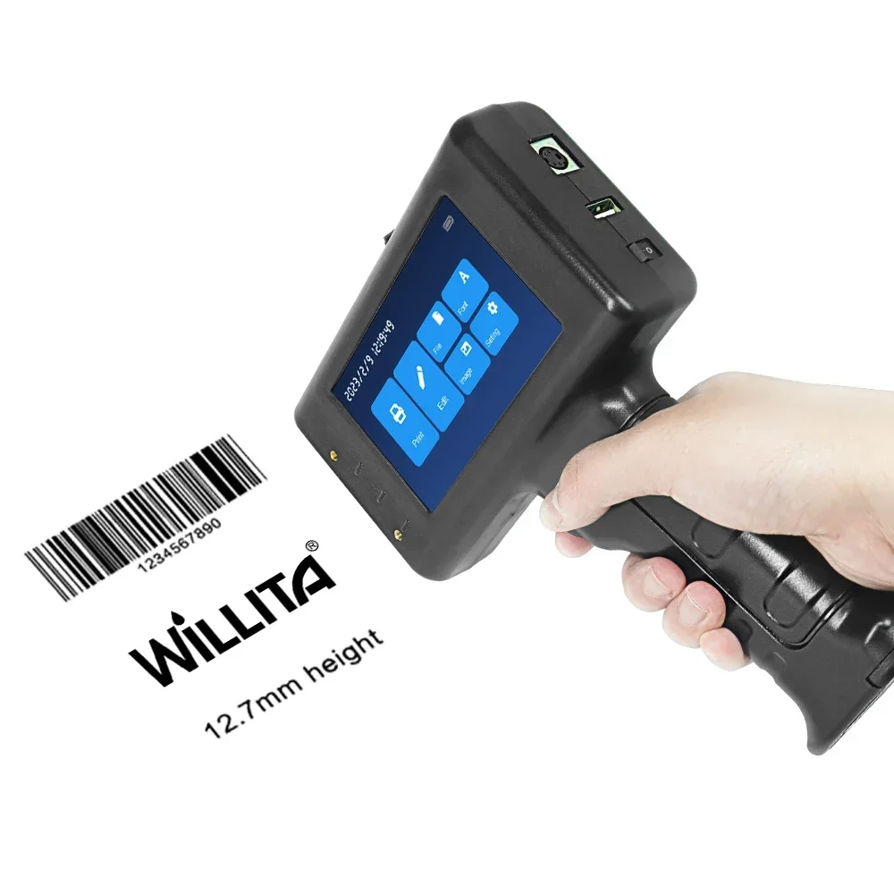 Willita Portable 5 Inch Touch Screen Handheld Printer Printing Height 0.5 Inch Inkjet Coding Machine for Barcode Variable Data view 4