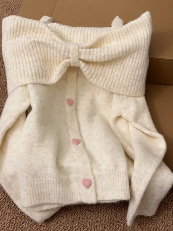 

Женский свободный вязаный свитер с красным узлом, высококачественный осенний новый топ Lazy Sle Long Sve