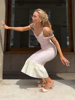Women Sheer Mesh Overlay Midi Dress Waist Cinched Sleeveless Spaghetti Strap 2026 Summer Accessories Trendy Classy Lady Outfits 5