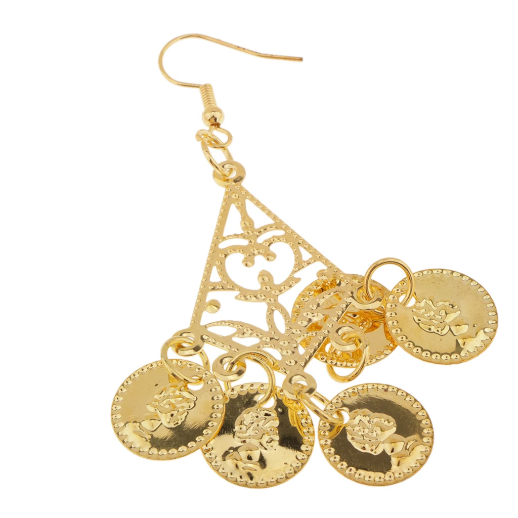 مجموعة مجوهرات الغجر للرقص الشرقي، عصابة رأس معدنية غريبة، أقراط وقلادة وأساور لأداء عرض الحفلات #6