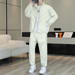 New Spring Autumn Men's Set Sweatshirt Suit Korean Style Slim Fit Long Sleeve jacket + pants Sports Casual Suit Male