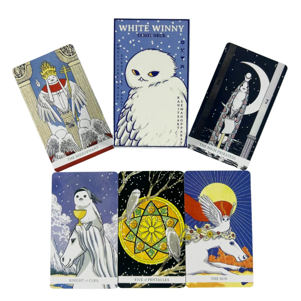 

White Winny Tarot Cards English Edition 80 Cards Deck Fate Divination Cards for Beginners Board Games