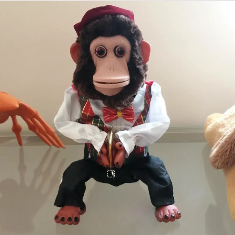 

Hot 27cm Monkey Plush Toys Singing Scene Strike Performance Props Sound Touch Induction Electric Holiday Christmas Toys Gift