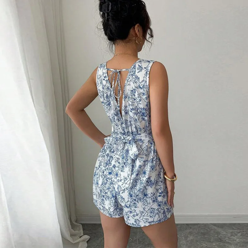 Body con stampa floreale ter Ne Ors Abbigliamento estivo a tracolla da donna Seta cinese Regular Thin a vita media