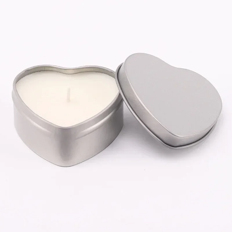 12pcs Heart-shaped Empty Aluminum Metal Tins with Clear Window DIY Candle Making Containers Molds Candy Gifts Packaging Box