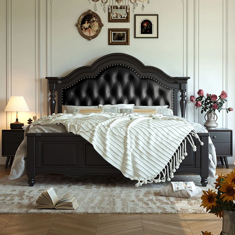 

Деревянная дизайнерская кровать для спальни, королевский размер, роскошная европейская напольная кровать с каркасом, кожаная кровать принцессы для сна, мебель для дома Letto Matrimoniale