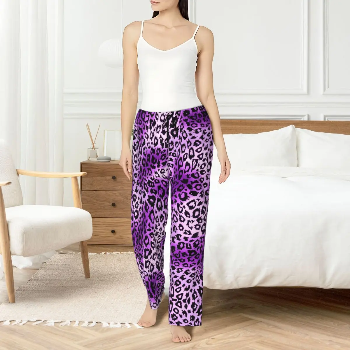 Custom Printed for Women Leopard Print Colorful Pajama Pants Sleepwear Sleep Lounge Bottoms with Pockets