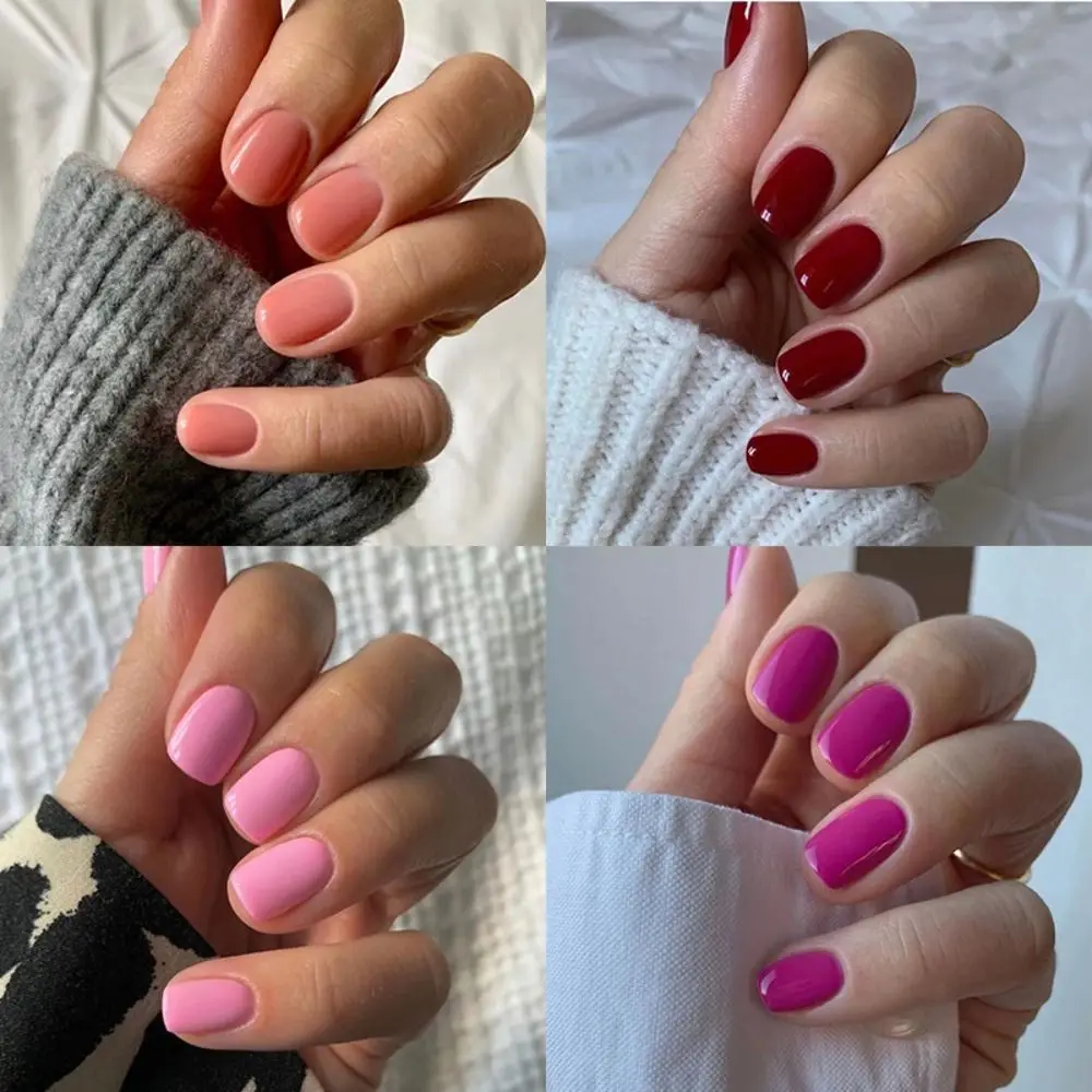24 Uds manicura Nials falsos prensa en uñas uñas postizas francesas Color puro corto
