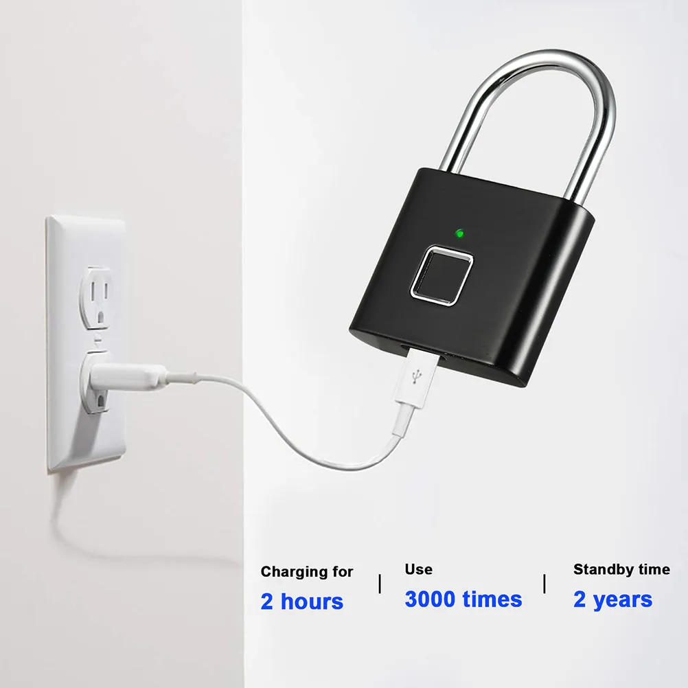 Intelligent Fingerprint Password Hanging Lock Black 40 Fingerprints Travel Luggage Suitcase Cabinet Password Lock Secure