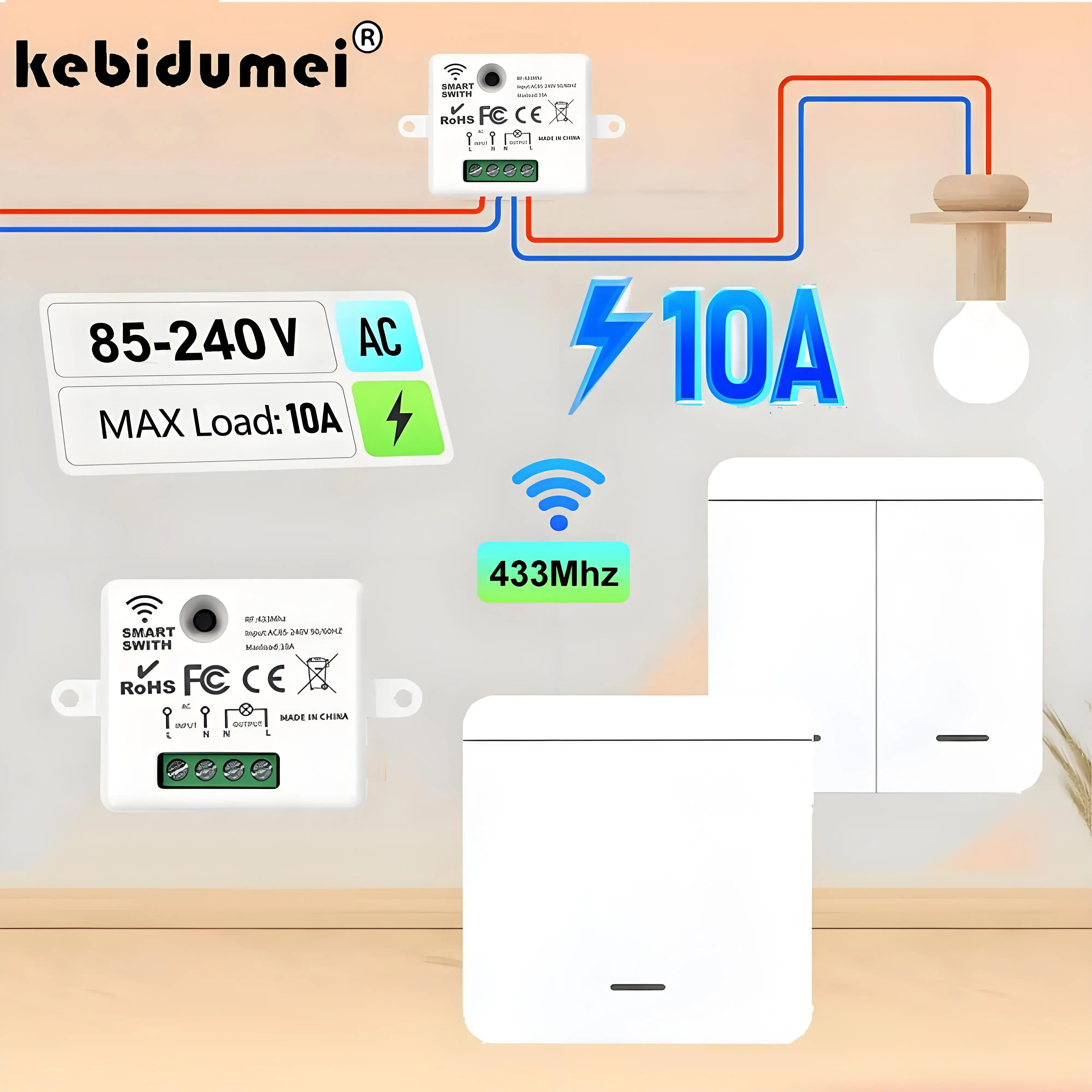 RF433mhz Wireless Light Switch 110V 220V 230V Wireless Wall Switch 1/2Gang Interruptor Smart Lighting Switch For Lamp LED