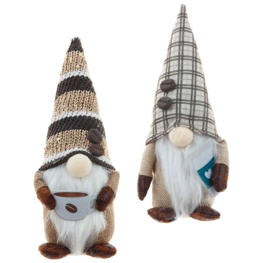 

2 шт. Кофейные гномы, милые гномы ручной работы, украшение для рабочего стола, декор для вечеринок, дома, стола, праздничных сцен