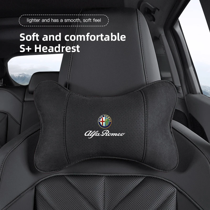 Appuie-tête de siège auto avec logo, coussin de protection pour le cou et la colonne vertébrale, pour Alfa Romeo 156 159 147 4C 8C 166 Giulia Giulietta Mito Stelvio