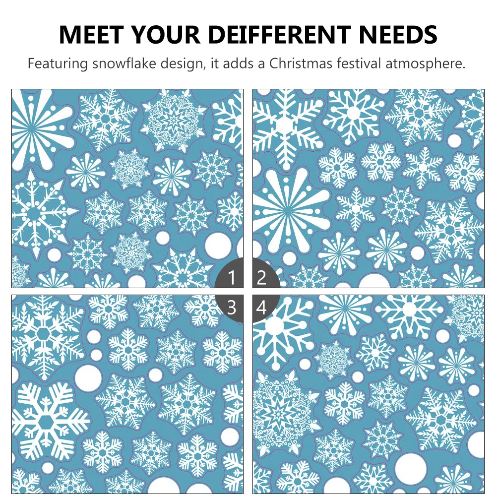 

4 Sheets Static Cling Snowflake Stickers PVC Christmas Window Decals Glass Door Decorations Winter Party Supplies