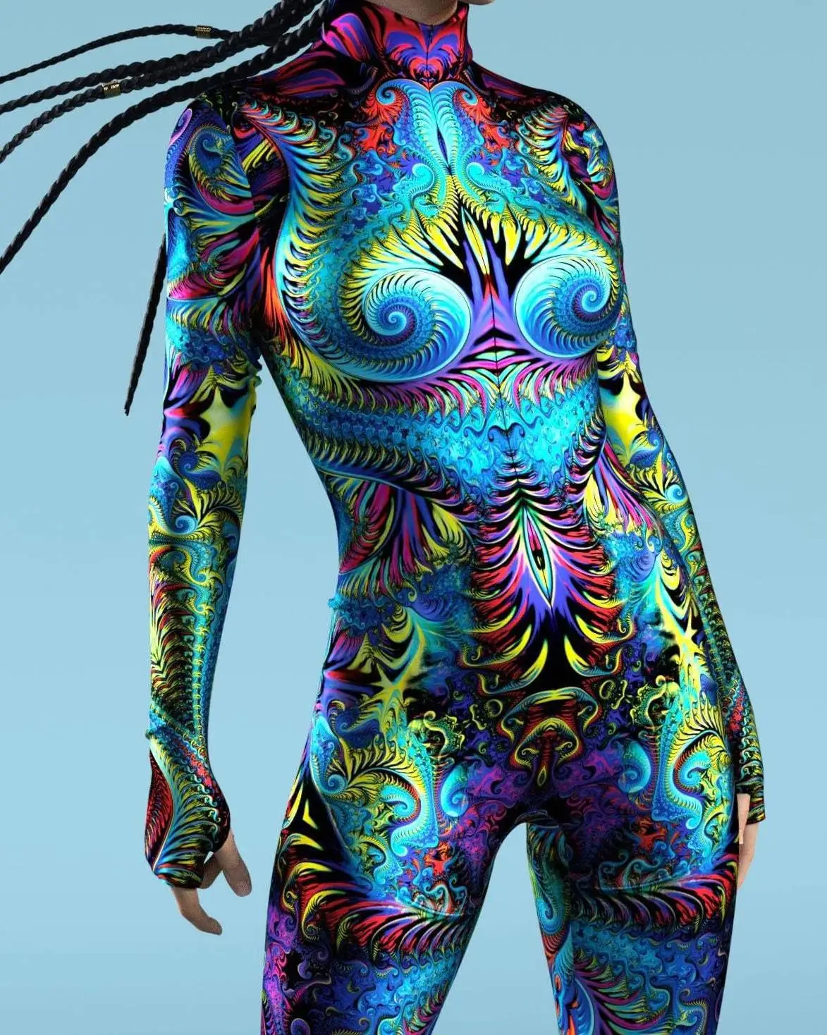 Stampa 3D colorata CyberPunk Rainbow tuta Halloween Holiday Party Costume Cosplay tute elastiche pagliaccetti donna Zentai