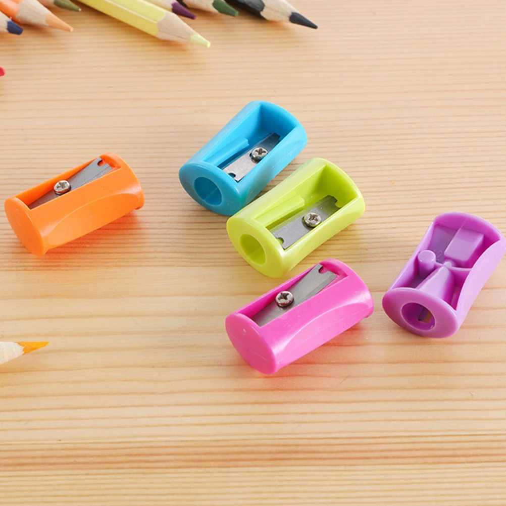 

50pcs Manual Pencil Sharpener Single Hole School Supplies Kids Students Plastic Lightweight Design Creative Mini