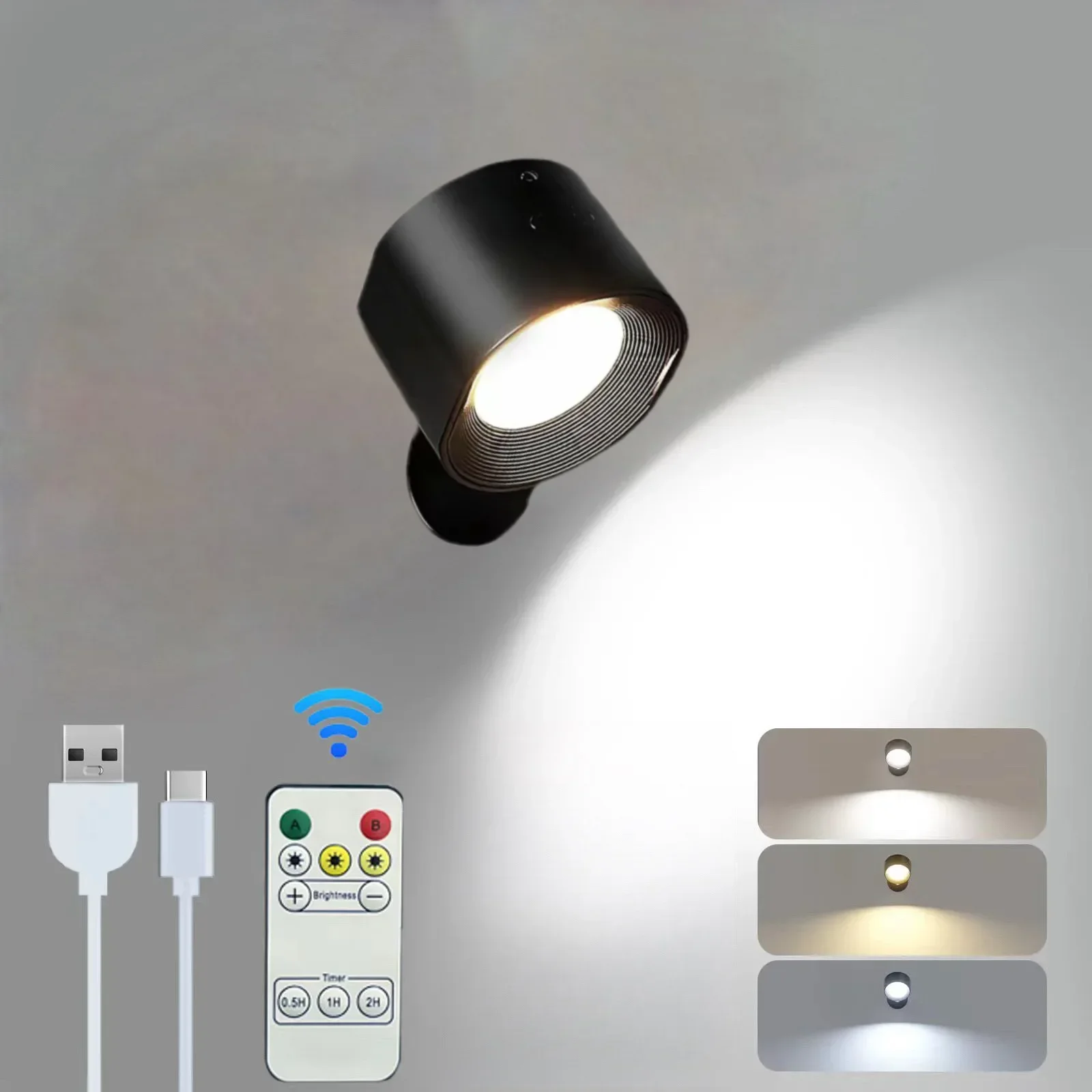 Luz de escalera para sala de estar, protección ocular de lectura, lámpara de noche para dormitorio, luz LED de pared magnética temporizada recargable