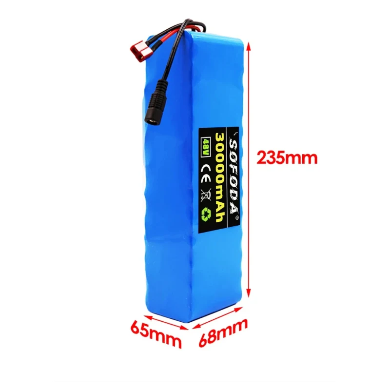 2024 New 48V 30Ah 2000W 13S3P DC/T Lithium Ion Battery Pack Suitable for 48V motors with BMS+54.6V Charger