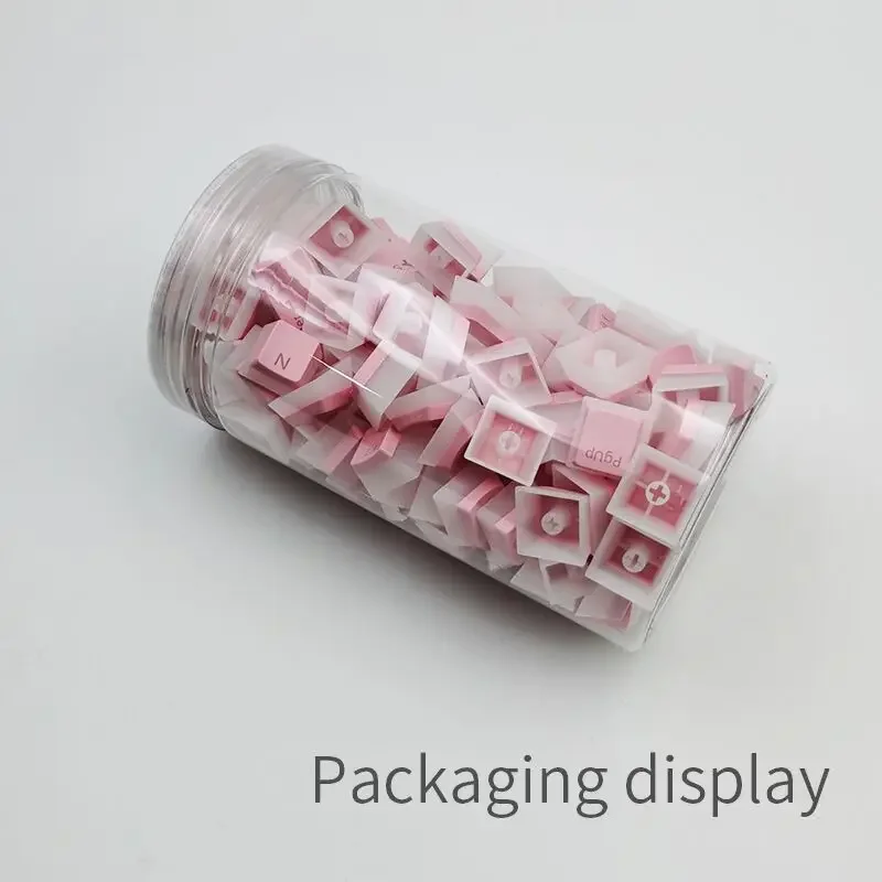 EOENKK Pink Pudding double leather Milk key Cap character Light up ABS double color injection molding mini set of 130 keys