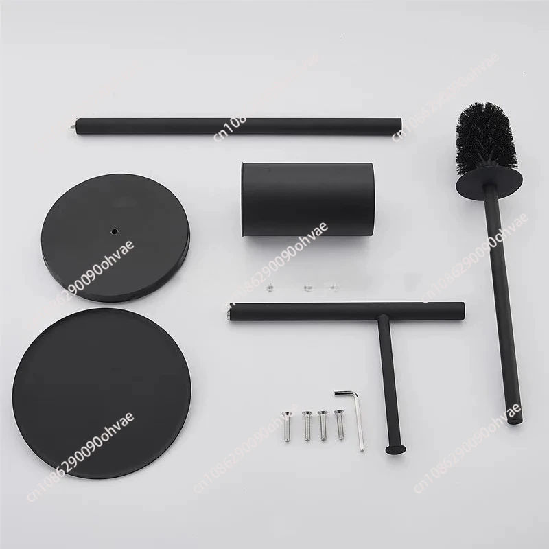 Toilet Paper Holder Household Odor Proof Floor Standing Storage Rack Hotel Bathroom Black Stainless Steel Toilet Brush
