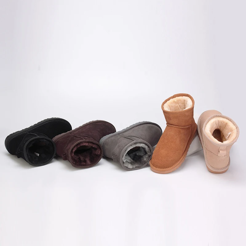 

GRWG классические зимние ботинки из воловьей кожи, ботинки из 100% натуральной кожи, теплая зимняя женская обувь, большие размеры 34-44