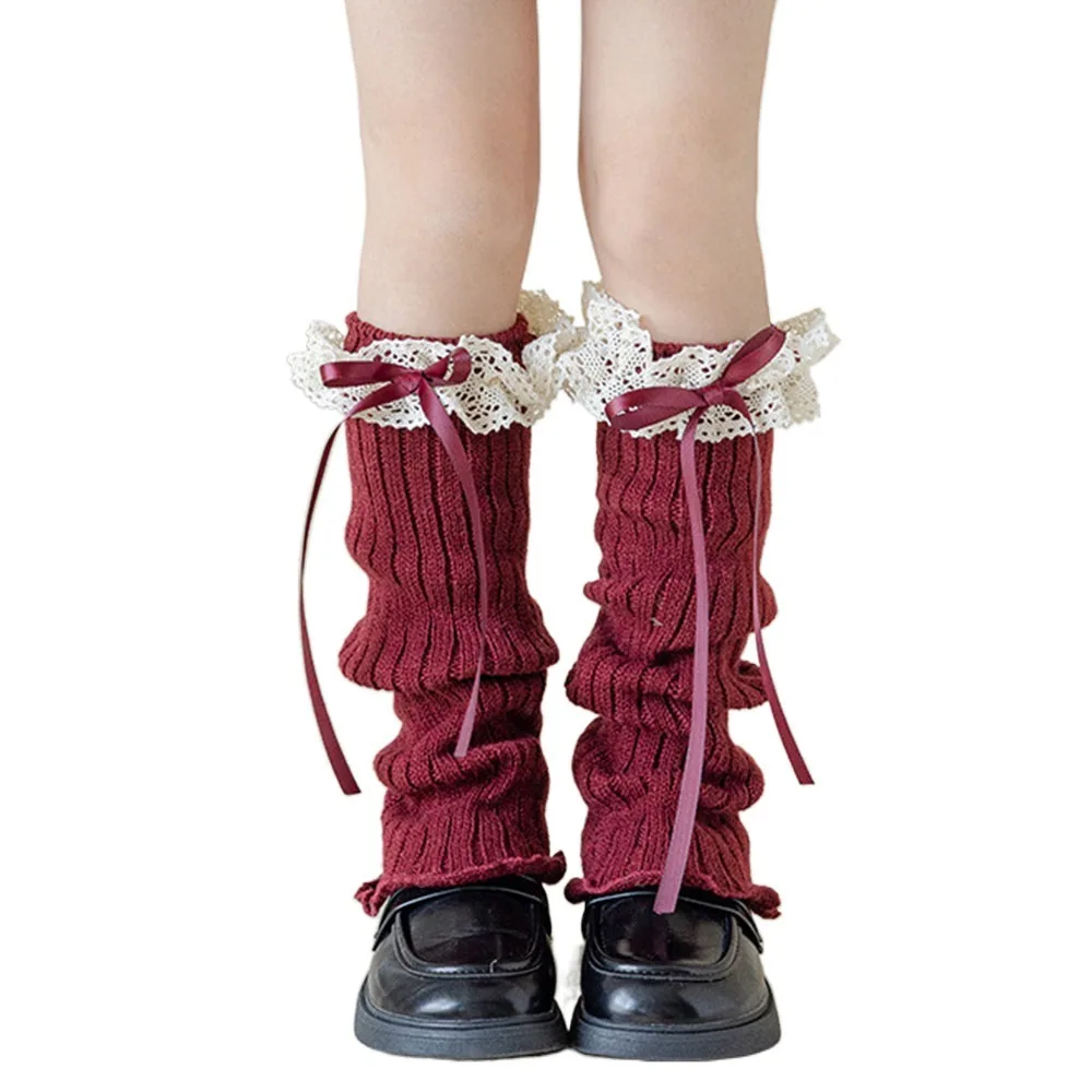 Kawaii High Elastic Kids Lace Leg Warmers Lace Trim Knitted Foot Cover Sweet Style Children's Foot Warmer Girls Fashion