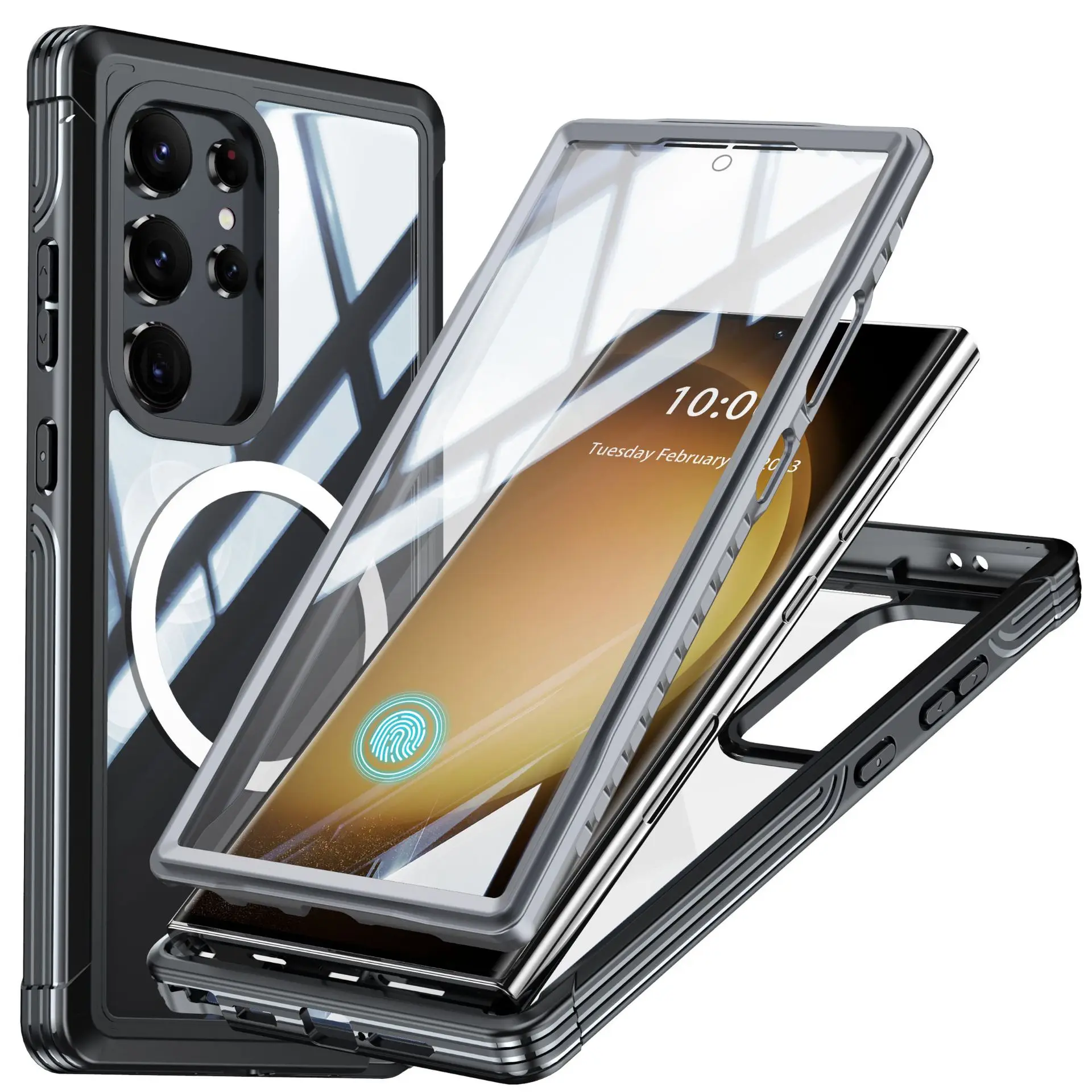 

2025 Magnetic Three-proof Case For Samsung Galaxy S24 Ultra Wireless Charger Seal Cover Anti-knock Cases For Galaxy S24 Plus