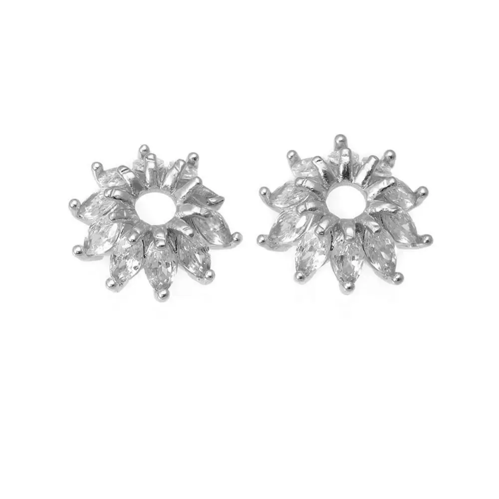 18K Goldfarbene Messing- und Zirkon-Blumenperlenkappen für Schmuck, Ohrringe, Perlenherstellung, DIY-Zubehör – Detail 2