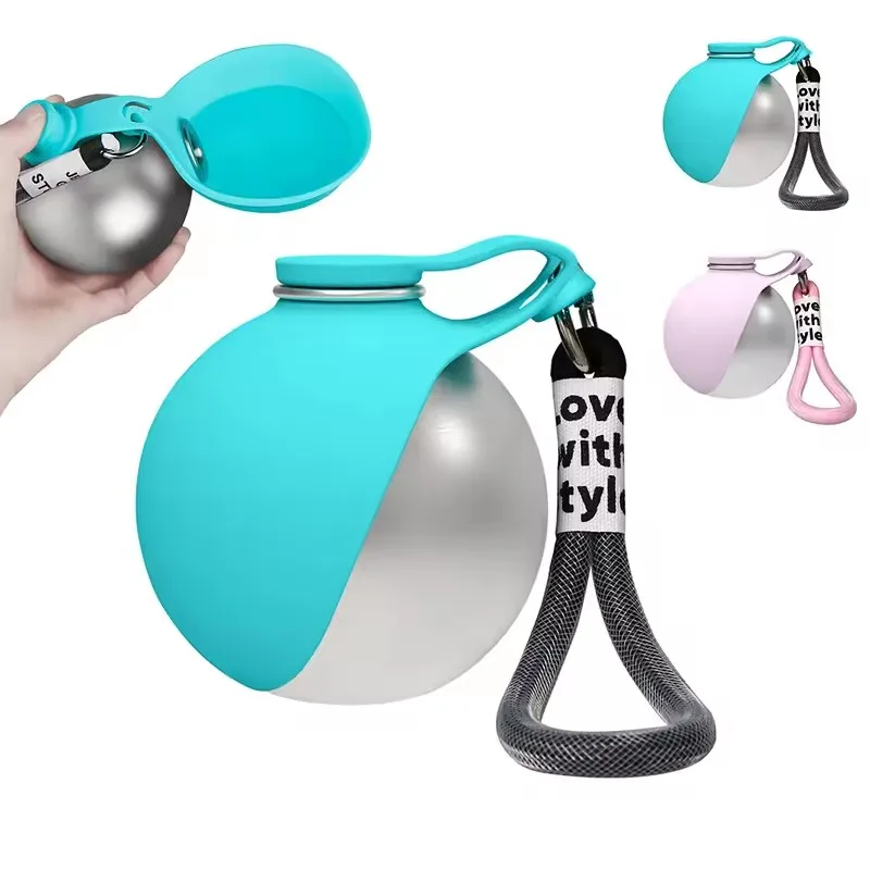 

New Travel Dog Water Container Portable Dog Water Bottle with Foldable Silicone Bowl Leak-proof Stainless Steel Pet for Travel