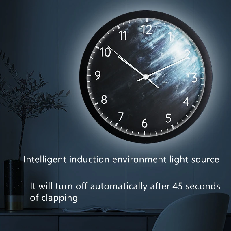 

Geometric Simple Voice-Activated Luminous Wall Clock, Light Luxury, Silent, Living Room, Bedroom, Creative, 12 Inches