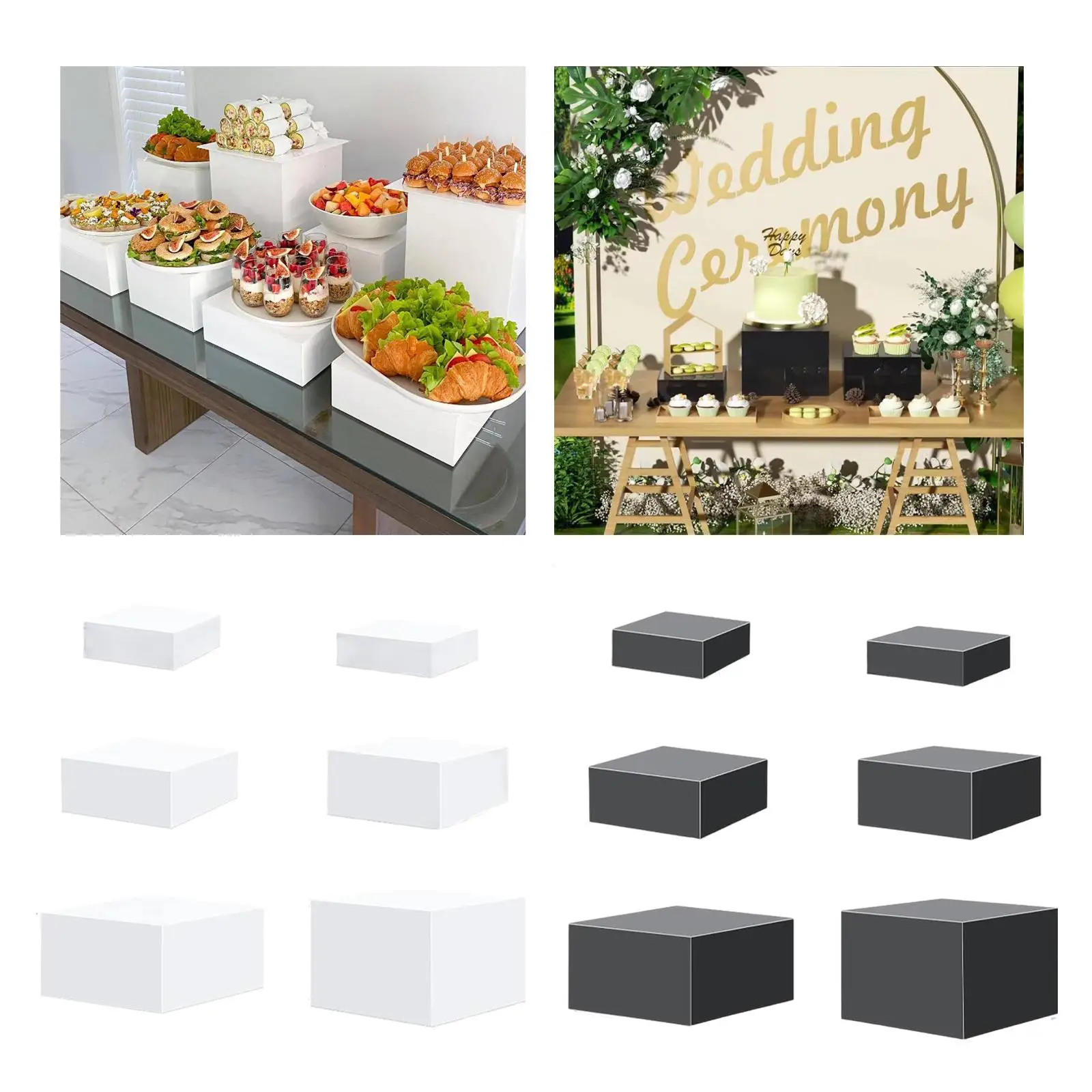 6-teilige Acryl-Würfel-Display-Box-Riser, Nesting-Riser, Buffet-Riser für Dessert, Kunst, Fotografie, Sammlerstücke, Sammlung