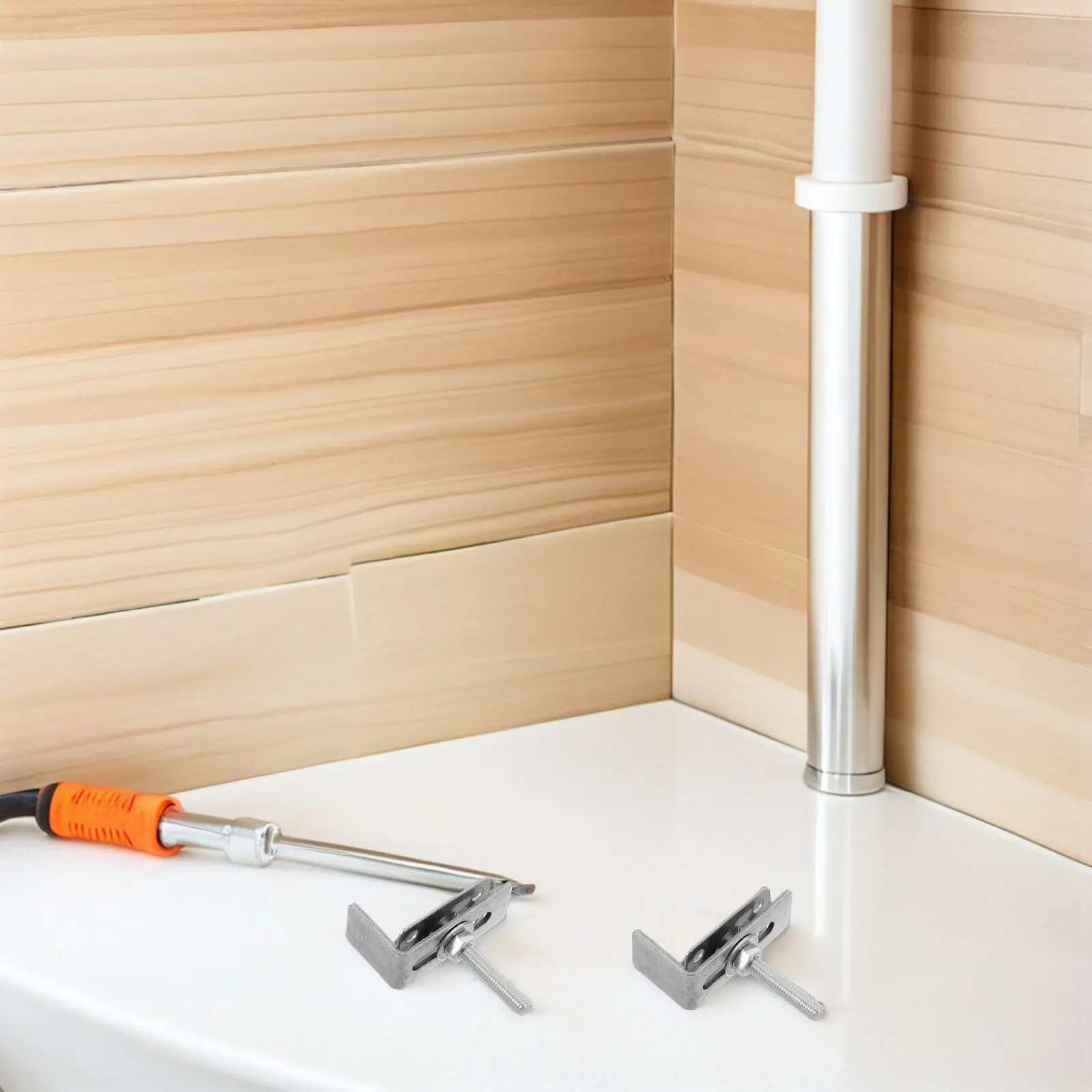 

Комплект из 4 кронштейнов для установки раковины под столешницу, сверхпрочные зажимы из нержавеющей стали для кухни и ванной комнаты, для монтажа на столешницу