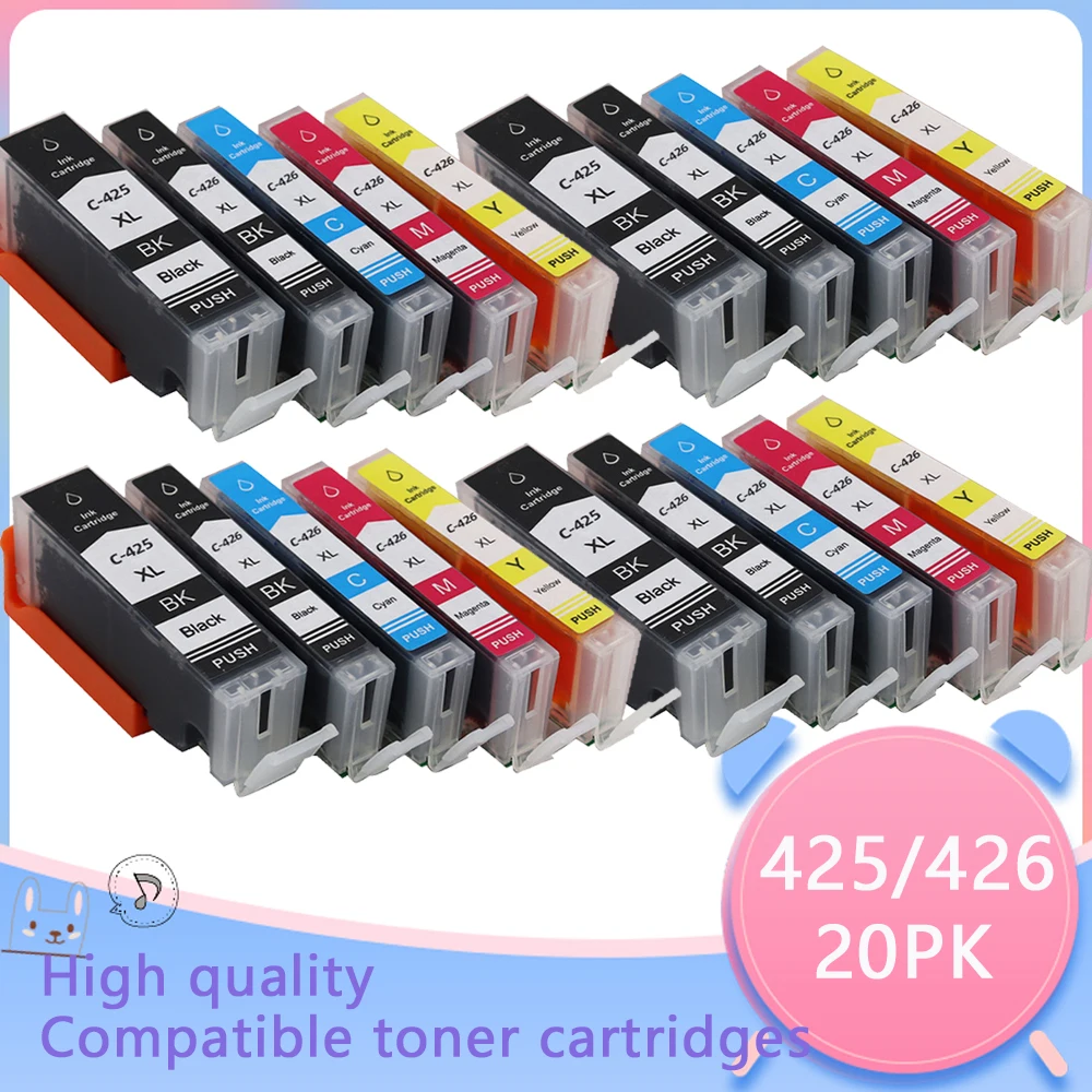 20pk para canon pgi425 PGI-425 CLI-426 compatível cartucho de tinta para canon pixma ip4840/ip4940/ix6540/mg5140/5240 impressora