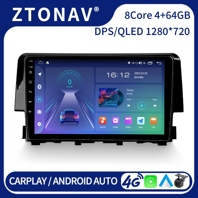 Android Radio For Honda Civic 10 2015 2016 2017 2018 2019 2020 Car Media Player Android Stereo Headunit Screen Carplay