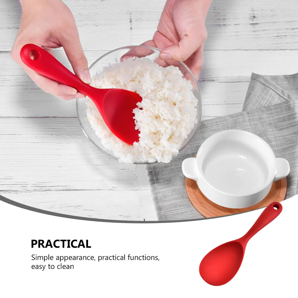

Silicone Rice Spoon Nonstick Spatula Practical Easy to Clean Portable Small Design Stand Function Popular Kitchen Bar