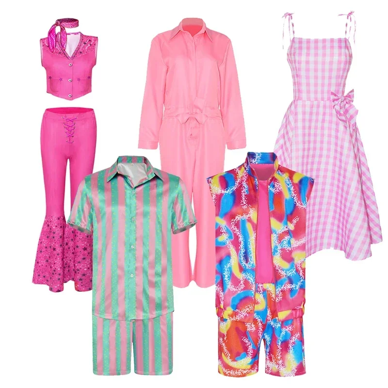 

NEW Movie Margot Robbie's Barbie Cosplay For Woman Cosplay Ken Fancy Party Hallowenn Costumes Pink Top Beach Wear