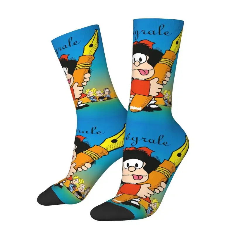 Custom Classic Mafaldas Comic Men Women Crew Socks Unisex Funny 3D Printed Quino Cartoon Mang Dress Socks