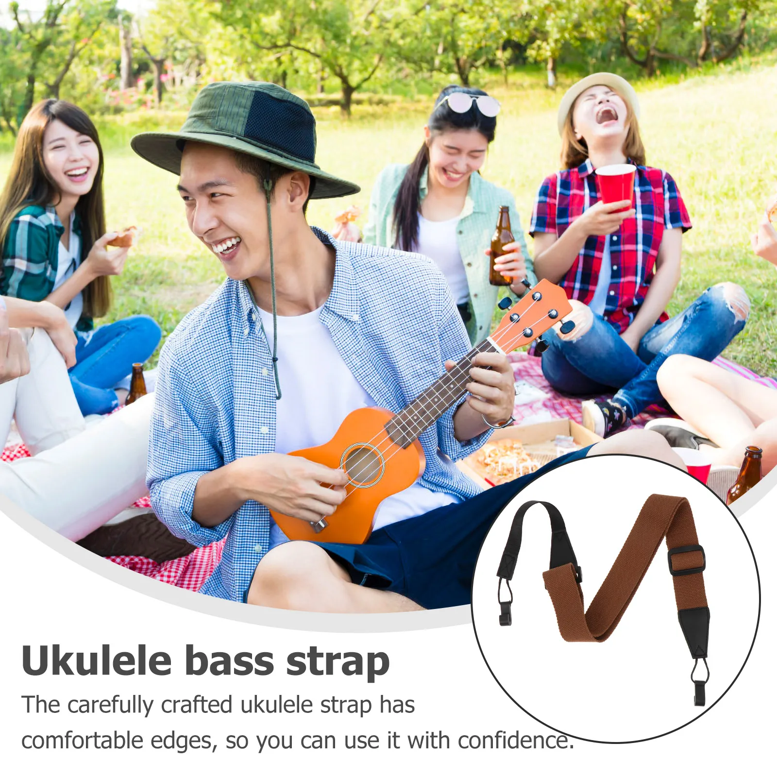 

Ukulele Strap Durable Non punching Universal Belt Double Hook Comfortable Practical Simple Design Guitar