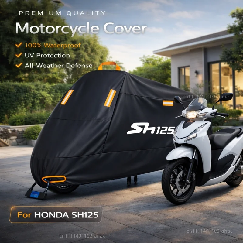 

For HONDA SH125 SH125i Motorcycle Cover Waterproof Heavy Duty Polyester Tarpaulin UV Protective Outdoor Rain Dust Sun Protector