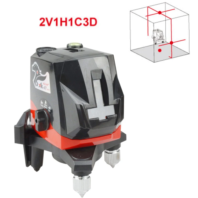 Laser Level 3 Lines 3 points Red Line 360degree Self-leveling Cross Laser Levels Diagnostic-tool Replace AK457 can work outdoor