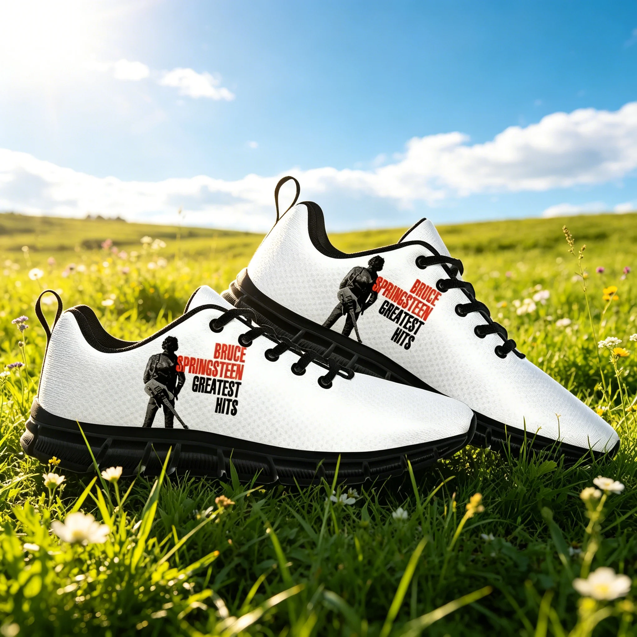 Born To Run Theme Printed Sneakers, Men Women Comfort Running Shoes, Soft Sole Breathable Sports Shoes, Trendy Street Style Dail