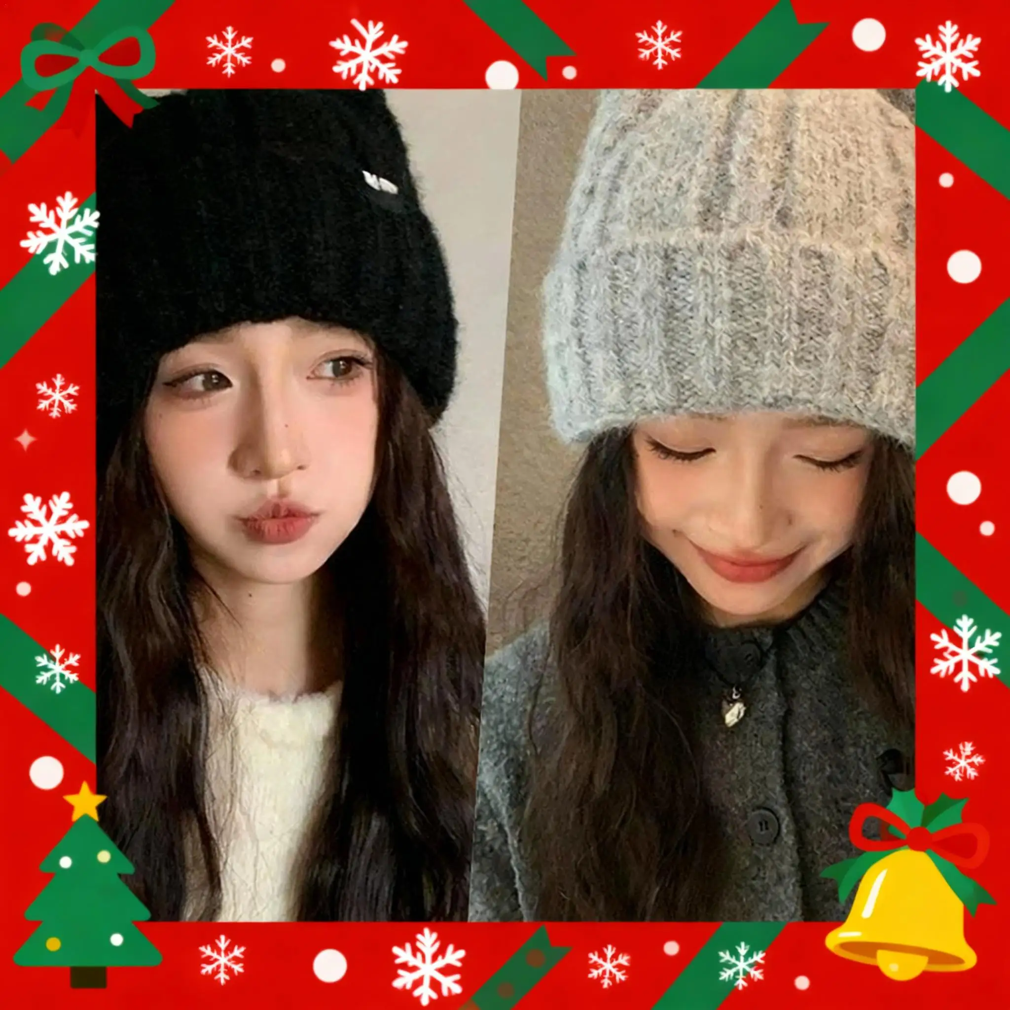 2025 Cute Cat Ears Beanie Hat For Women Winter Warm Knitted Wool Cap Solid Color Female Crochet Hats Girls Skullcap