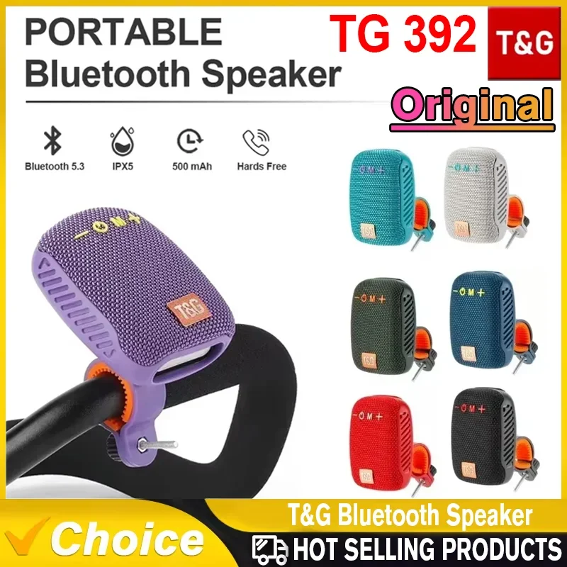 T&G Outdoor Bicycle TG392 Portable Bluetooth Speaker TWS Wireless Mini Bass FM Radio Soundbar Boombox Riding Music Loudspeaker