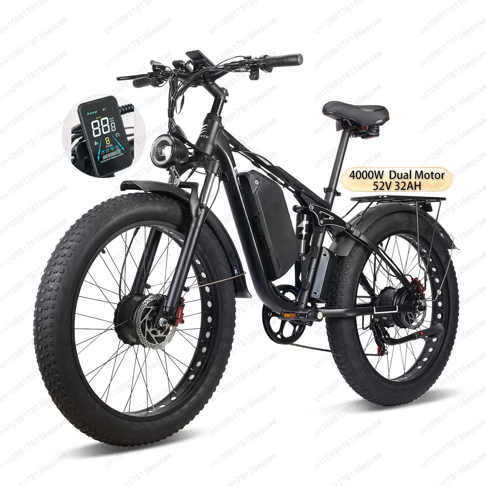 Manufacturer wholesale Ebycco dual motor electric bicycle 32AH 26 inch 7 speed fat tire double hydraulic mountain bike