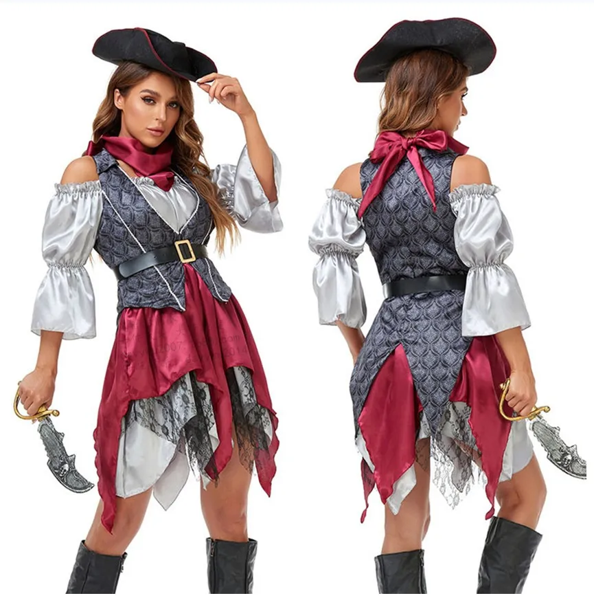 

Pirate Female Captain Sailor Costume Cosplay Halloween Caribbean Women's Uniform Dress Carnival Fancy Party Masquerade Set 2025