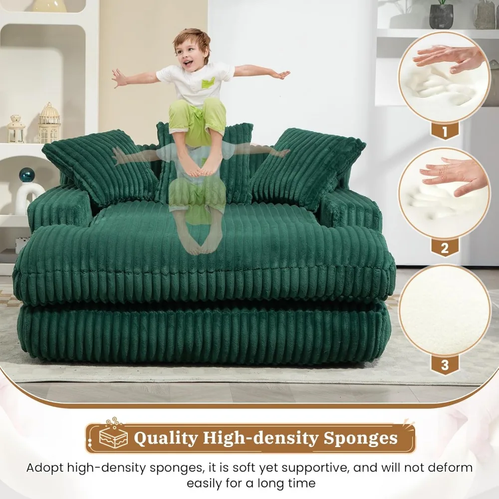 Sofá-cama moderno estofado de veludo de 52,2 polegadas com assento profundo e 3 almofadas e braços, sofá-cama para sala de estar