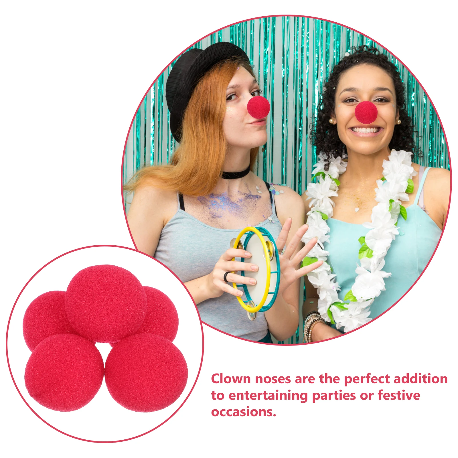 

25pcs Toy Novelty Clown Nose Props 4 Decorative Circus Noses 5cm Diameter Circus Accessories Party Supplies