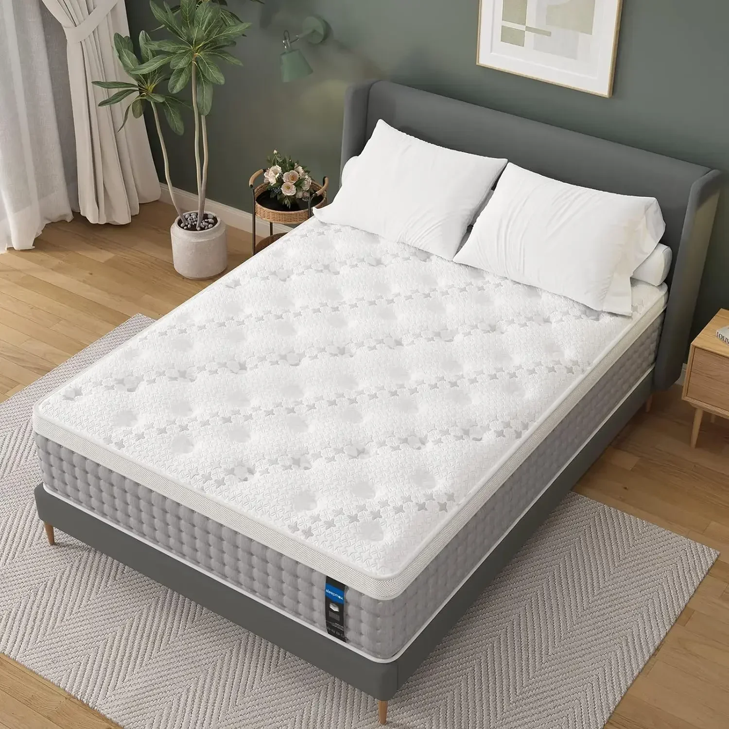 Sleepmax-Hybrid Bed Mattress in a Box, Memory Foam, Individual Pocket Springs, 12