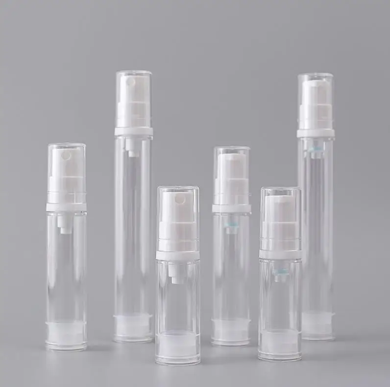 

5ml/10ml/15ml Clear Empty Airless Bottle Travel Portable Refillable Plastic Vacuum Pump Vial for Essence Cleanser Emulsion ni68
