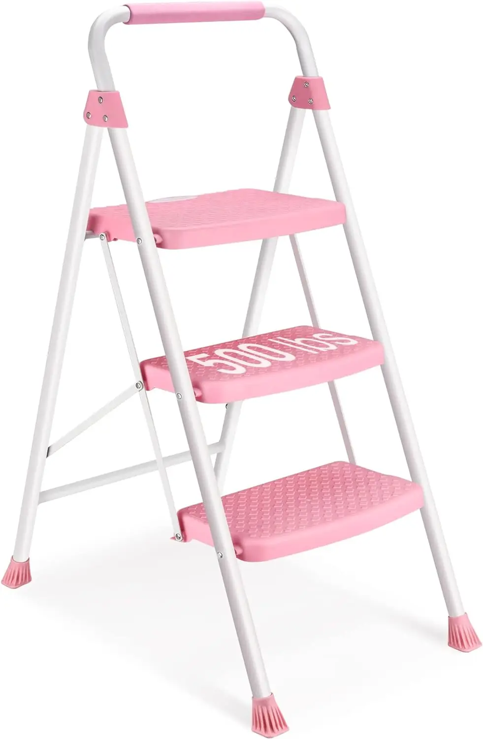 SocTone 3 Step Ladder, Folding Step Stool with Handle, Wide Anti-Slip Pedal, Lightweight, Multi-Use for Household and Office